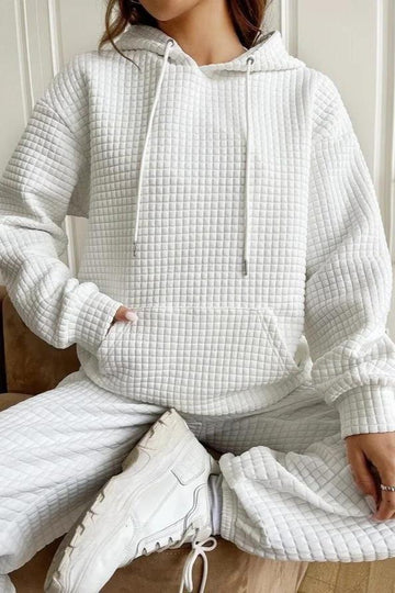 Woochic veste pour femmes col en rond à capuche gaufré blanc S